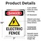 Signmission Electric Fence Danger Sign, Plastic, 7in W x 10in L, 2PK OS-2PACK-DS-P-710-V-2212 - alternate 6